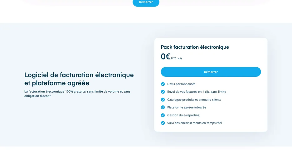 Page de l’offre gratuite de Dougs : Pack facturation électronique à 0 € HT par mois